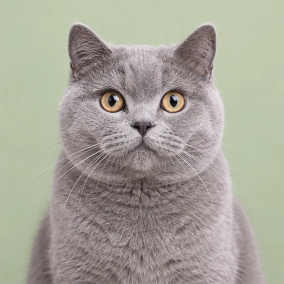 A silver British shorthair cat